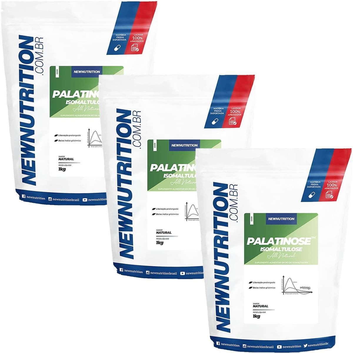 Kit 3X Palatinose Isomaltulose All Natural - 1000g Natural - NewNutrition