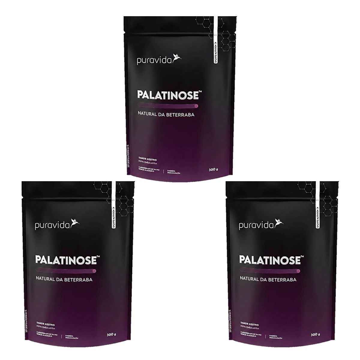 Kit 3X Palatinose Natural da Beterraba - 300g Neutro - Puravida