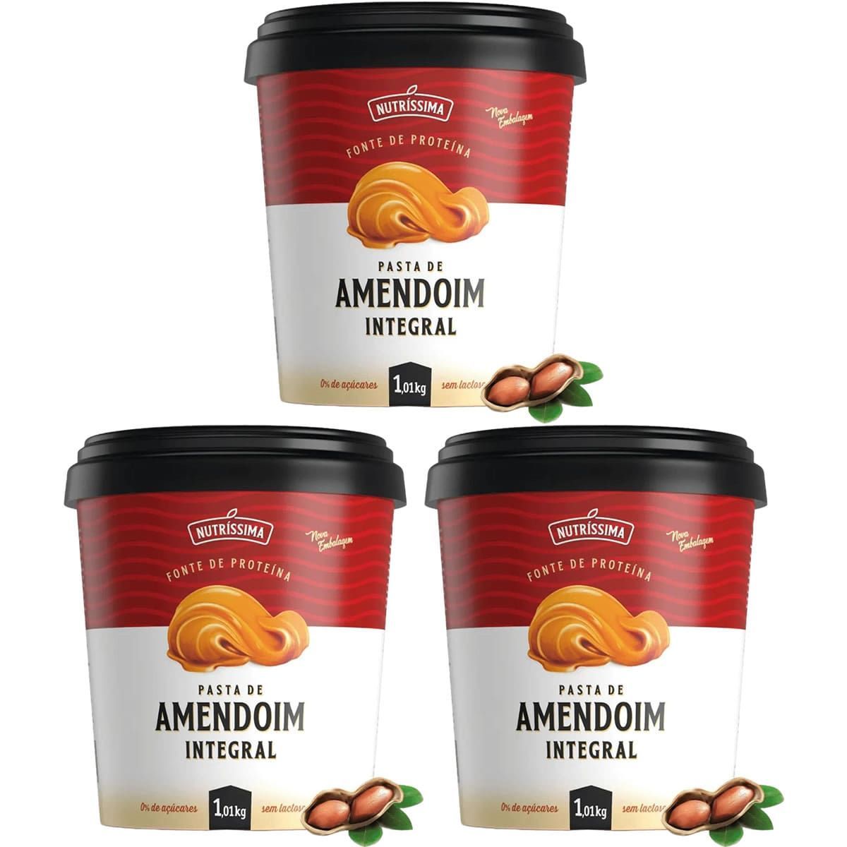 Kit 3X Pasta Amendoim Integral - 1010g Lisa -  Nutr�ssima