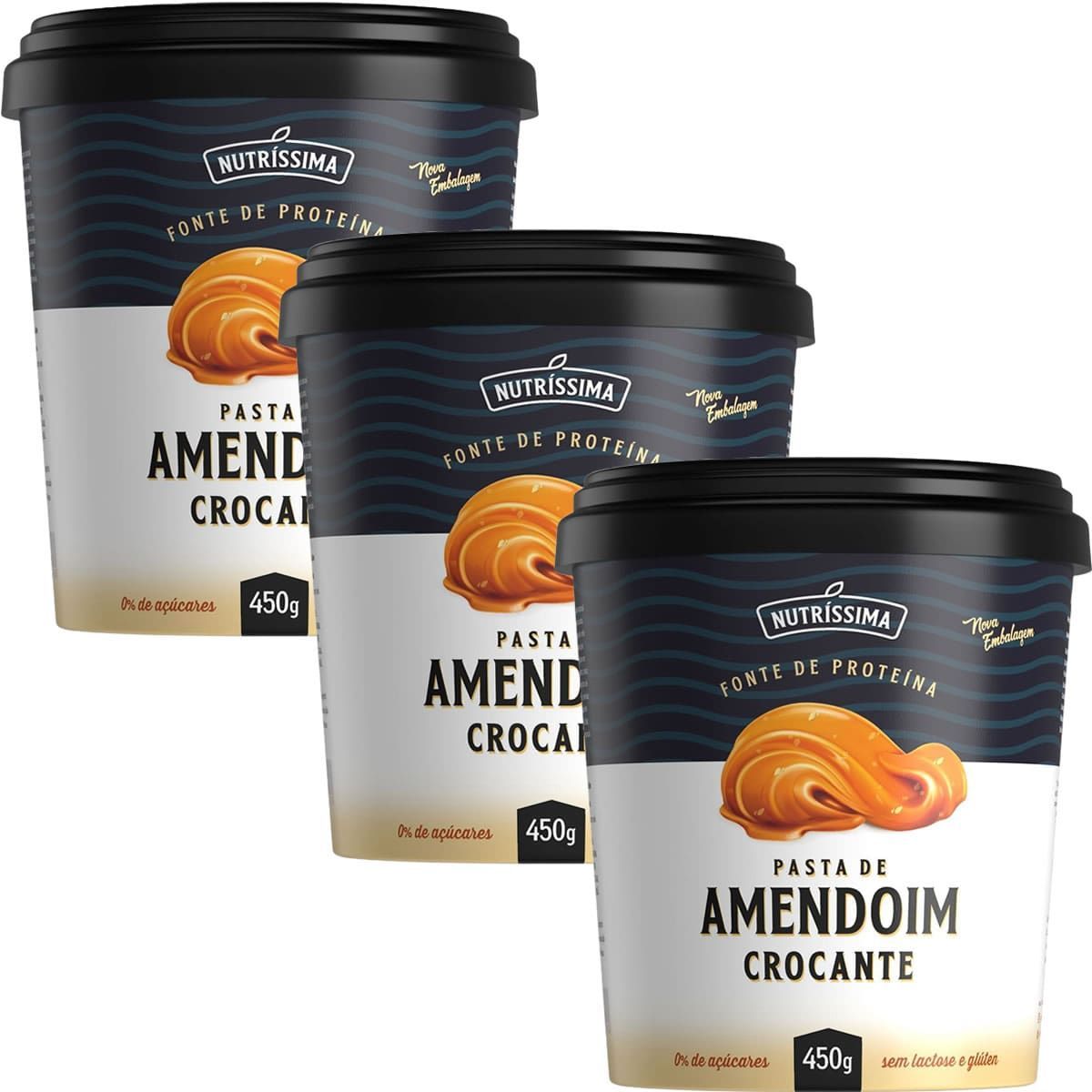 Kit 3X Pasta Amendoim Integral - 450g Crocante - Nutr�ssima