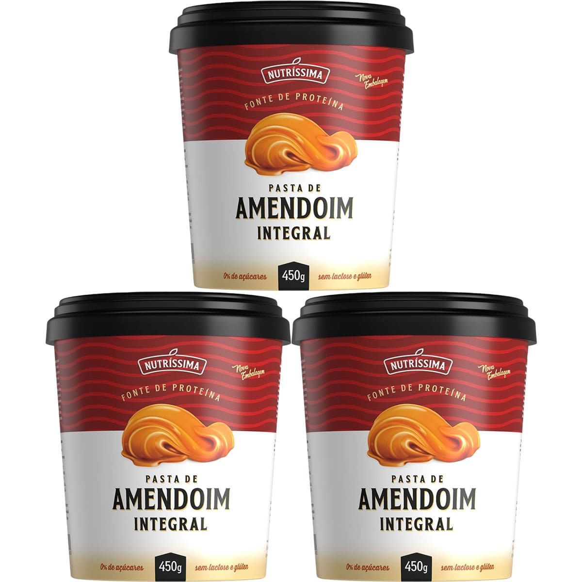 Kit 3X Pasta Amendoim Integral - 450g Lisa - Nutr�ssima