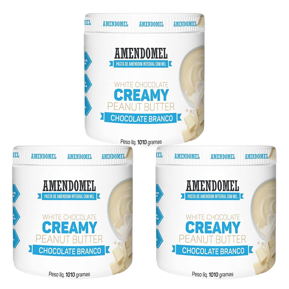 Kit 3X Pasta de Amendoim - 1010g Chocolate Branco - AmendoMel