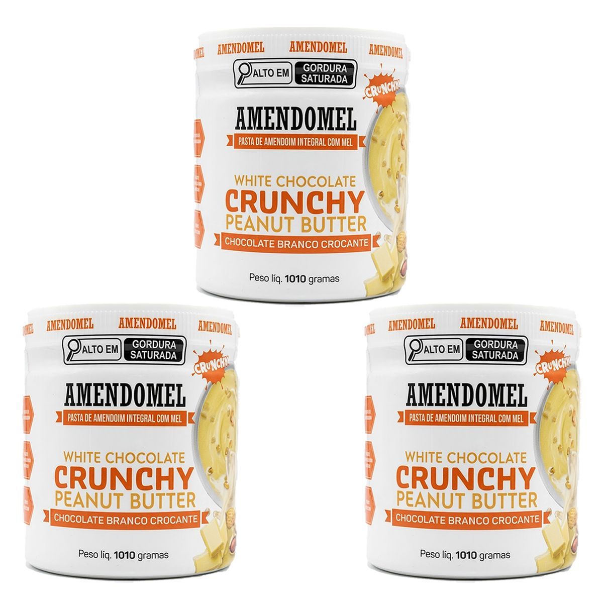 Kit 3X Pasta de amendoim - 1010g Chocolate Branco Crocante -  AmendoMel