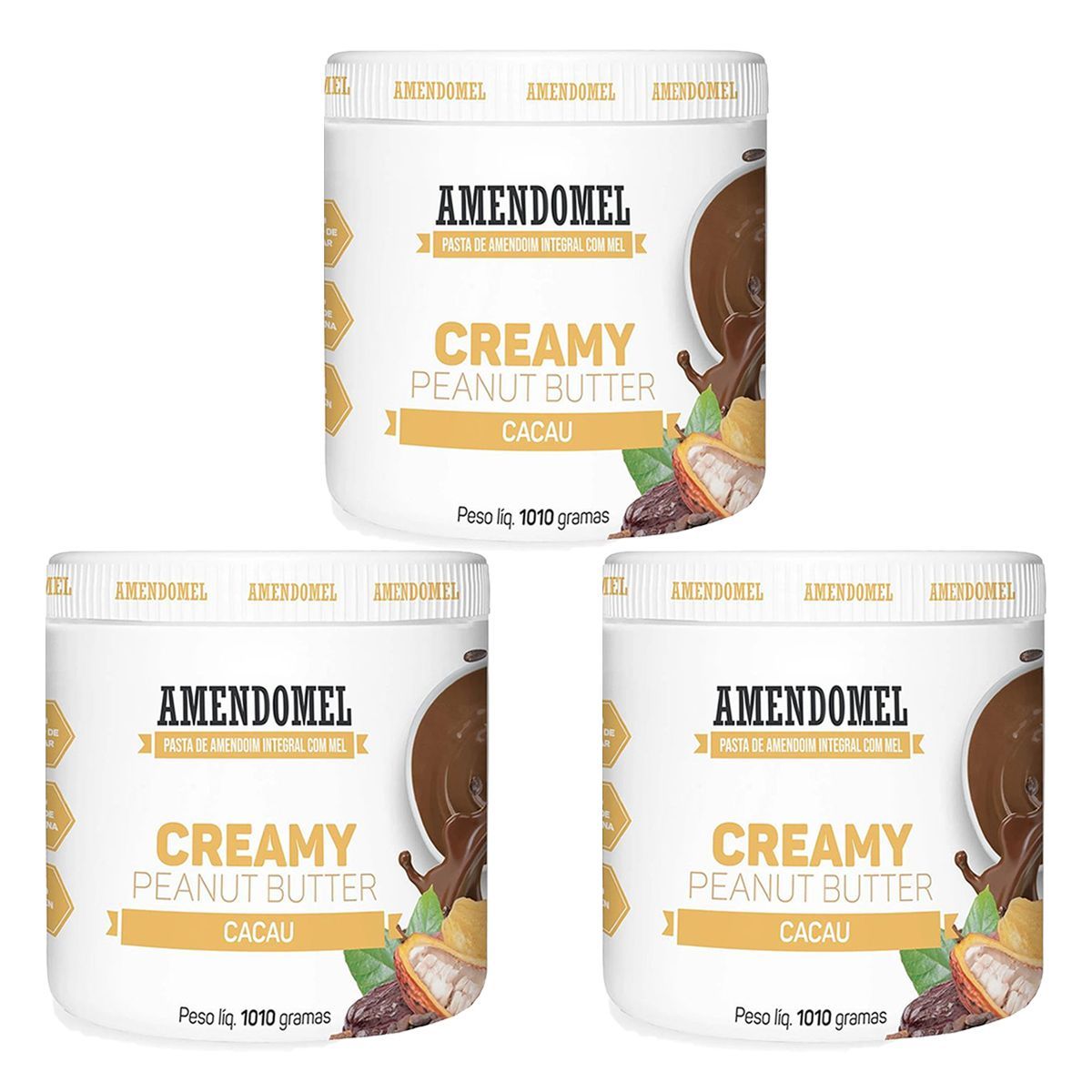 Kit 3X Pasta de Amendoim - 1010g Mel E Cacau - AmendoMel