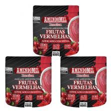 Kit 3X Pasta de Amendoim - 500g Com Frutas Vermelhas - Amendomel