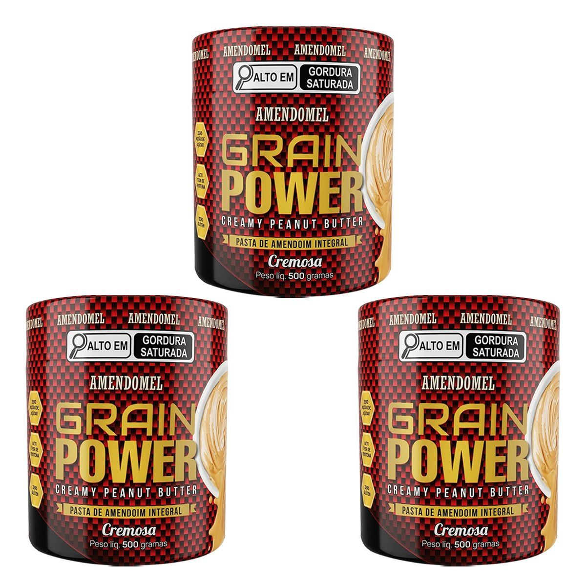 Kit 3X Pasta de Amendoim - 500g Integral - AmendoMel