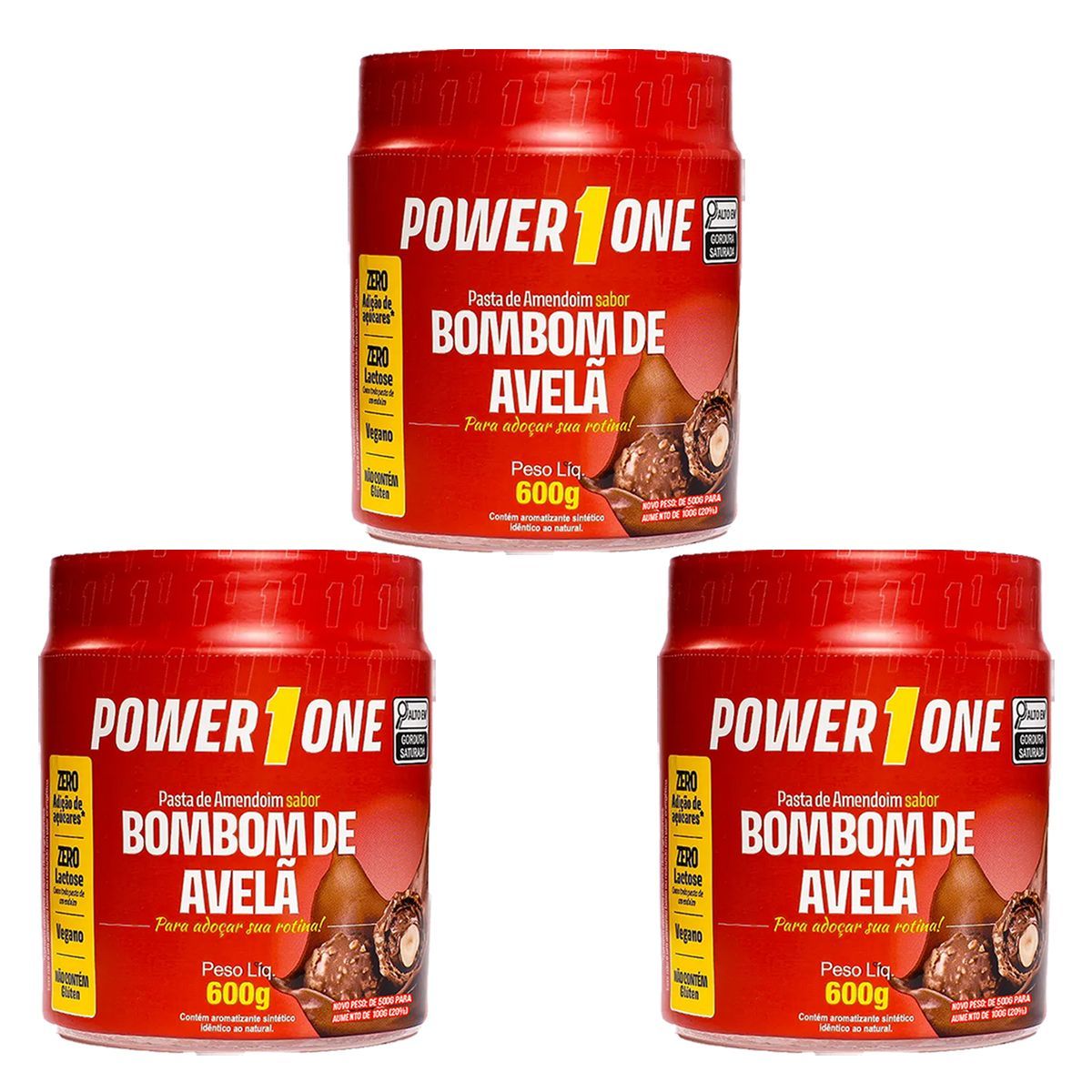 Kit 3X Pasta de Amendoim - 600g Bombom de Avel�  - Power One