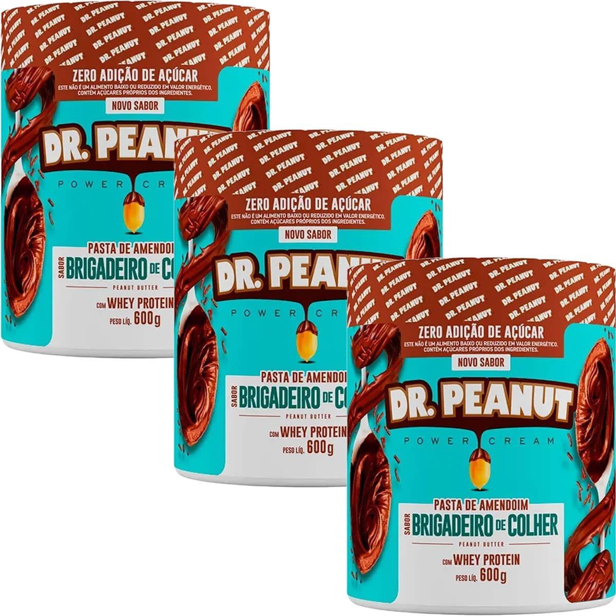 Kit 3X Pasta de Amendoim - 600g Brigadeiro de Colher com Whey Protein - Dr. Peanut