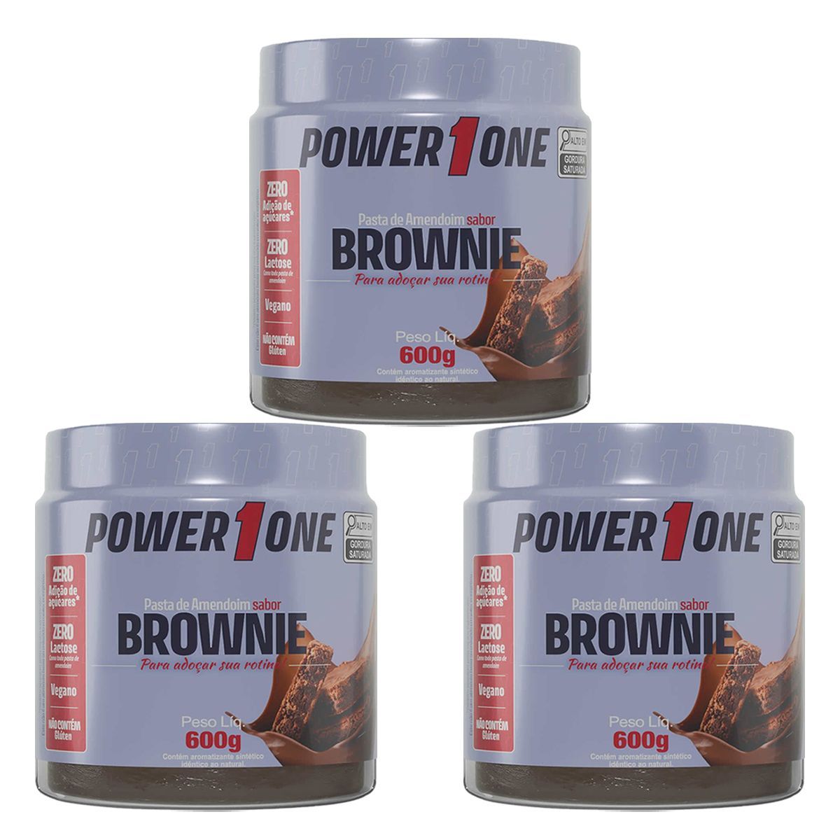 Kit 3X Pasta de Amendoim - 600g Brownie  - Power One