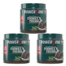 Kit 3X Pasta de Amendoim - 600g Cookies And Cream - Power One