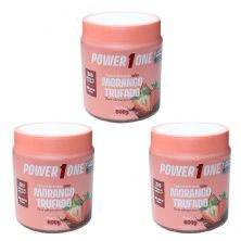 Kit 3X Pasta de Amendoim - 600g Morango Trufado - Power1one