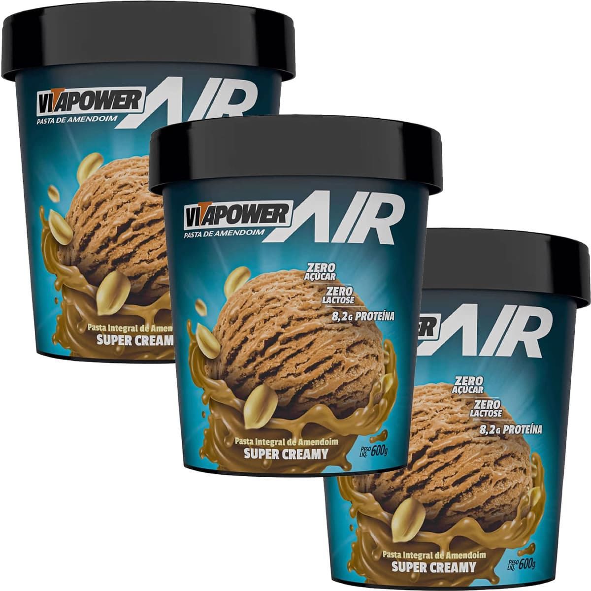 Kit 3X Pasta de Amendoim - 600g Super Creamy - VitaPower Air