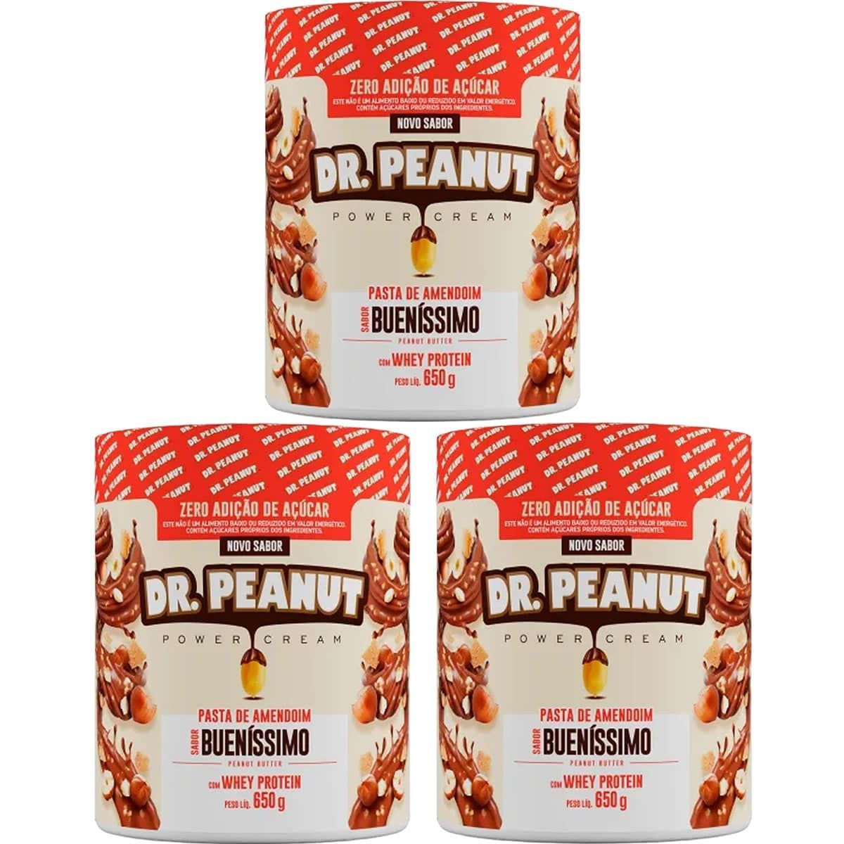 Kit 3X Pasta de Amendoim - 650g Buen�ssimo com Whey Protein - Dr. Peanut