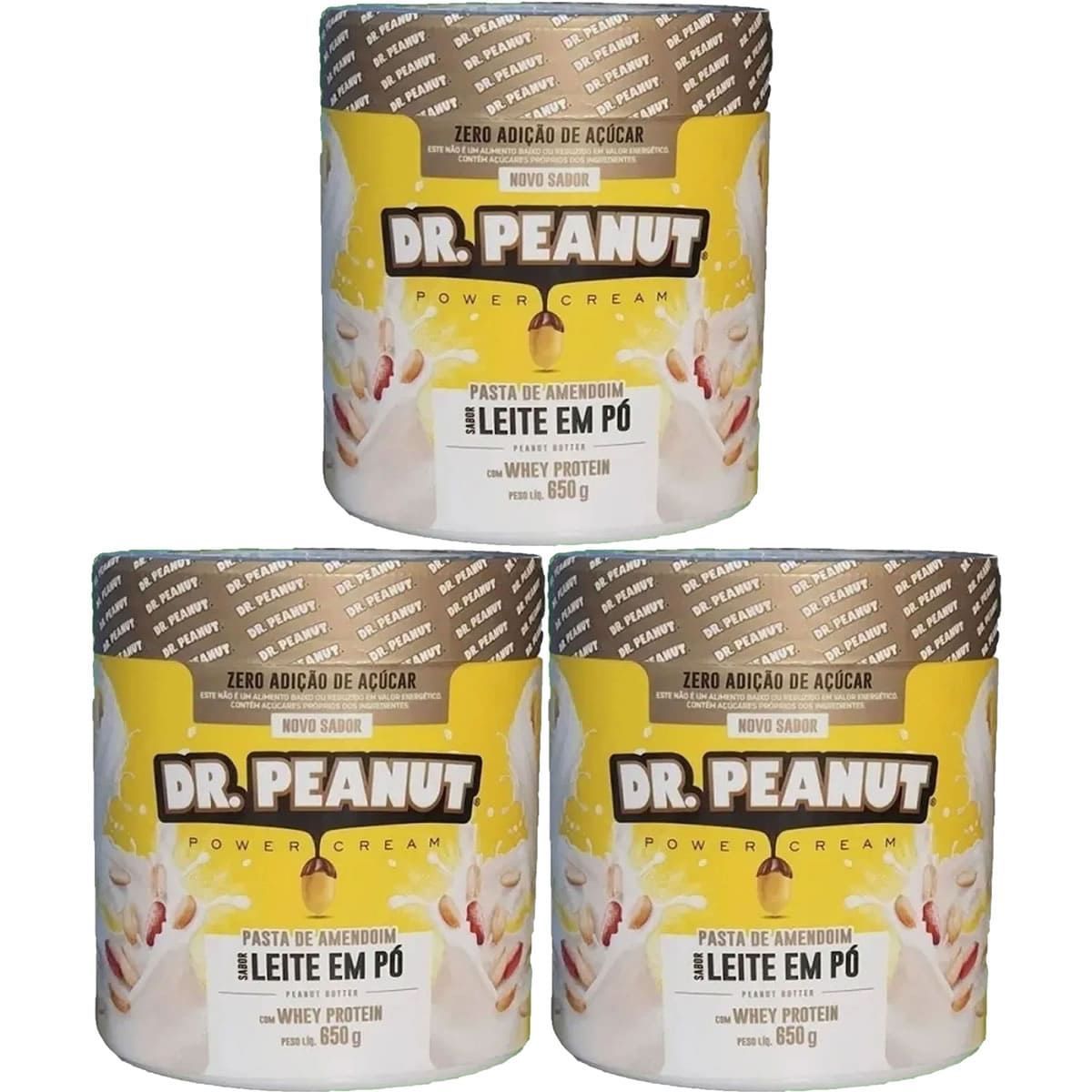 Kit 3X Pasta de Amendoim - 650g Leite em P� com Whey  - Dr. Peanut