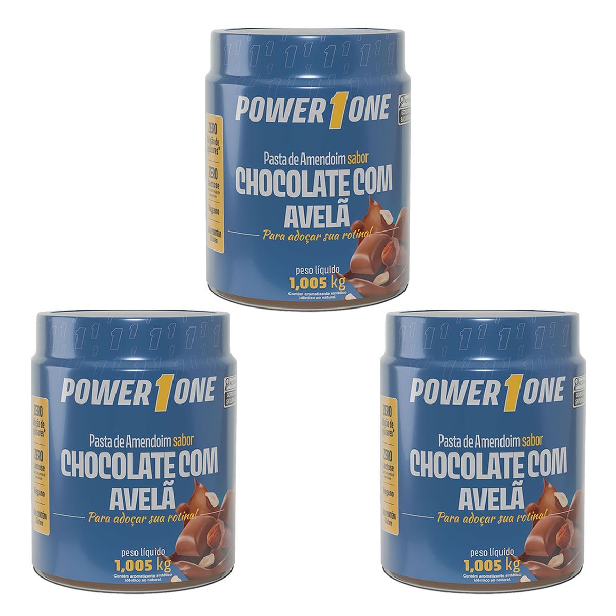 Kit 3X Pasta de Amendoim Chocolate com Avel� - 1005g - Power One