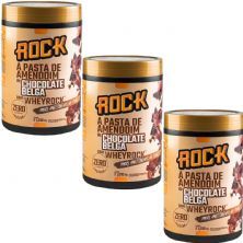 Kit 3X Pasta de Amendoim com Whey - 1000g Chocolate Belga - Rock Peanut