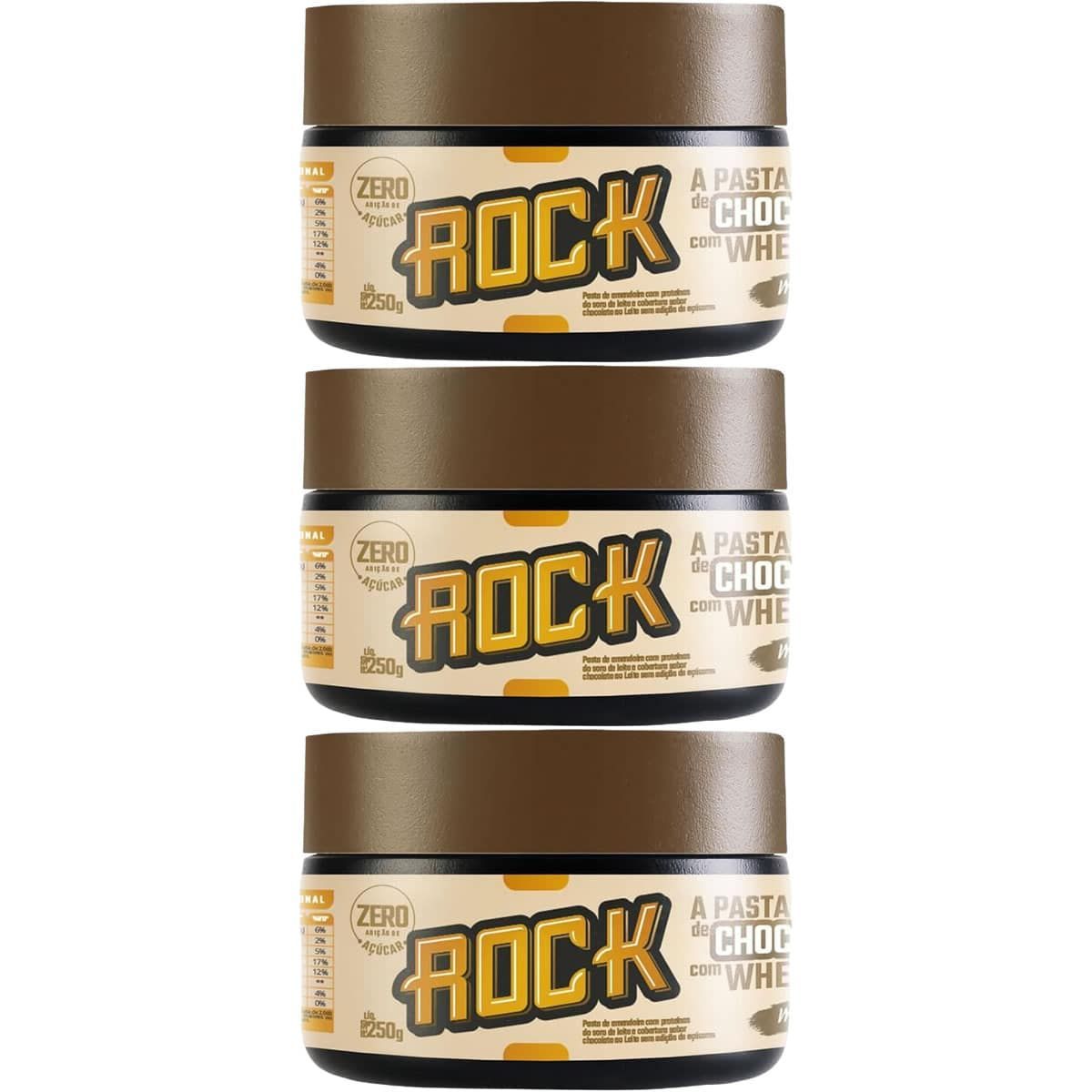 Kit 3X Pasta de Amendoim com Whey - 250g Chocolate Belga - Rock Peanut	