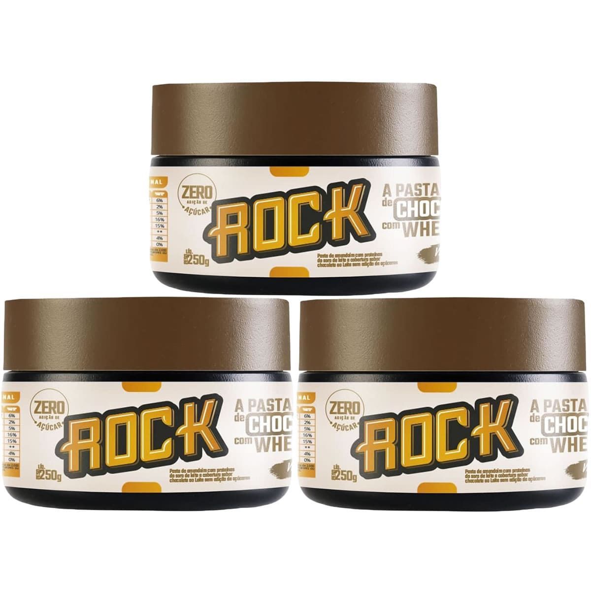 Kit 3X Pasta de Amendoim Com Whey - 250g Chocolate Branco - Rock Peanut