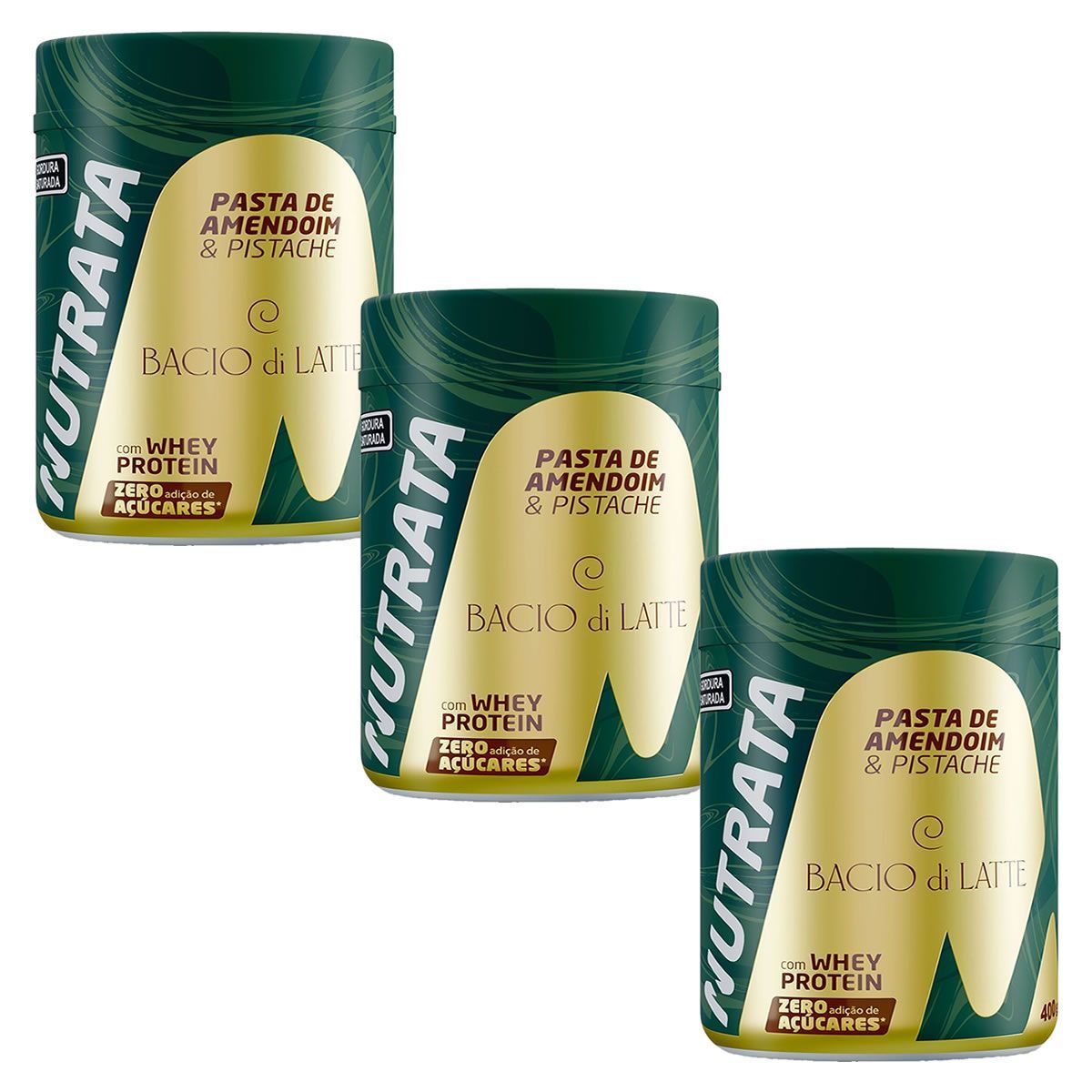 Kit 3X Pasta de Amendoim com Whey - 400g Pistache - Nutrata