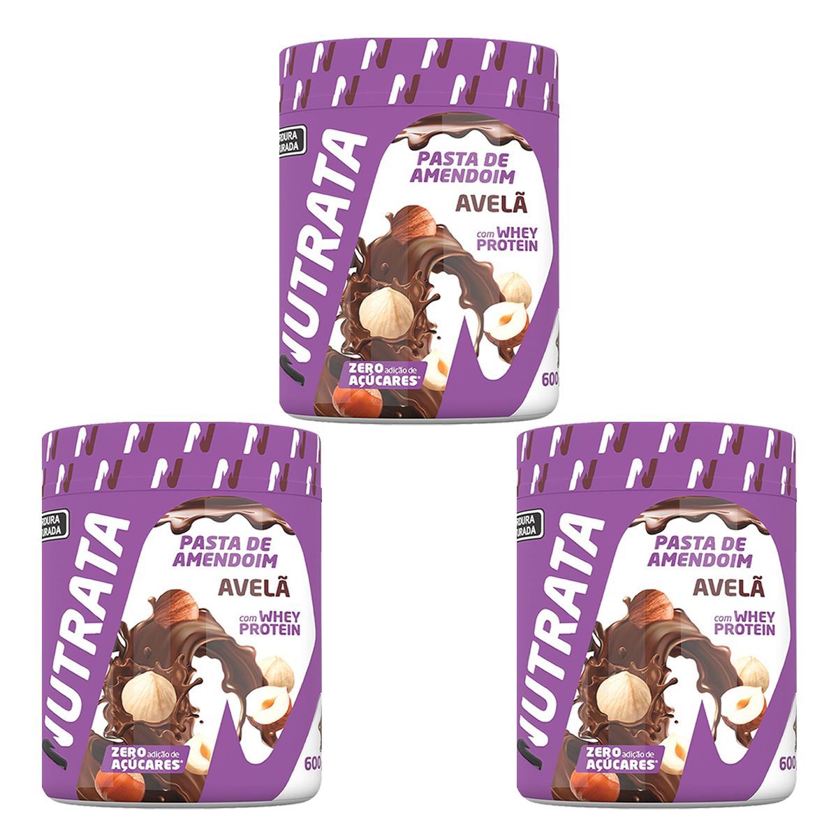 Kit 3X Pasta de Amendoim com Whey - 600g Avel� - Nutrata
