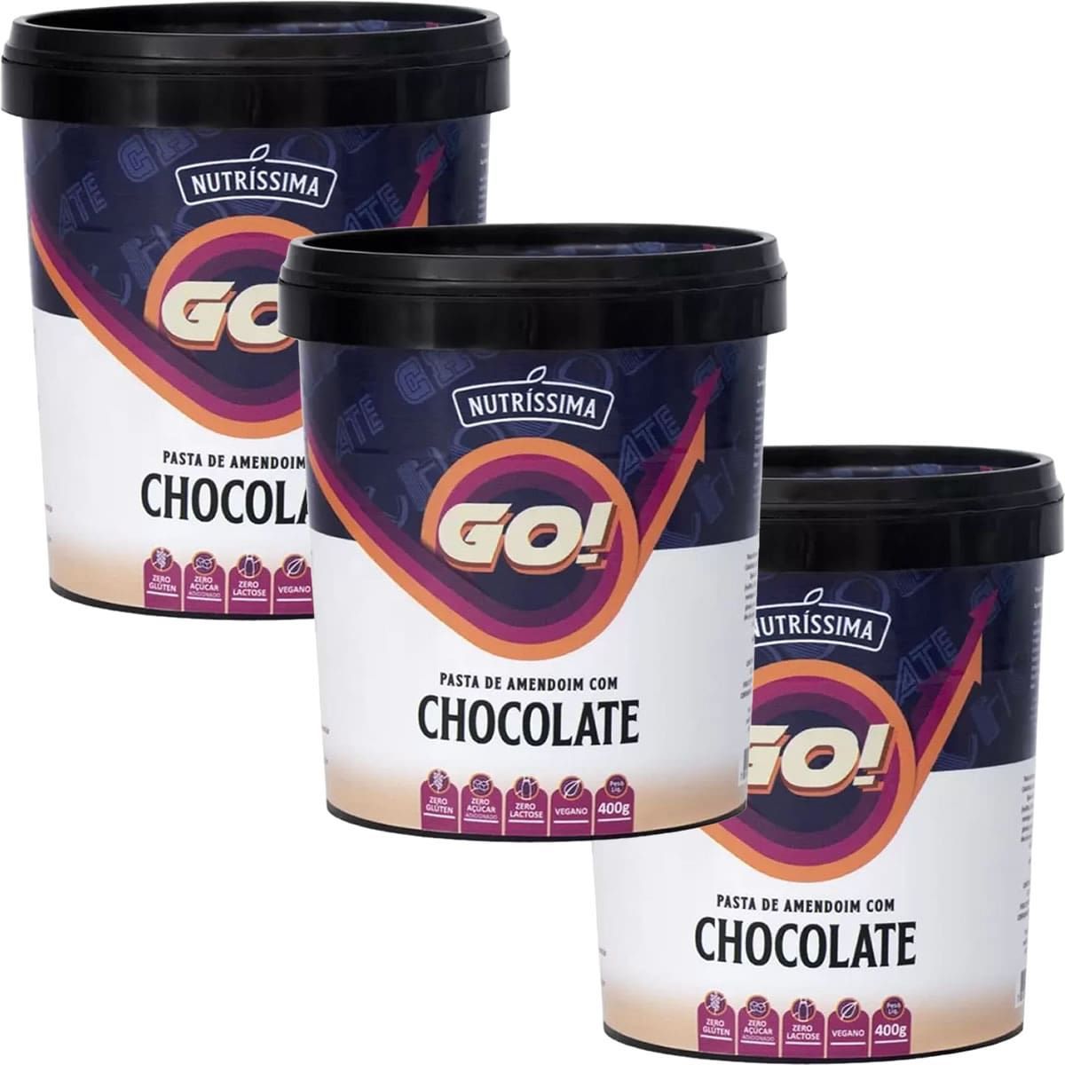 Kit 3X Pasta de Amendoim Go! - 400g Chocolate - Nutr�ssima