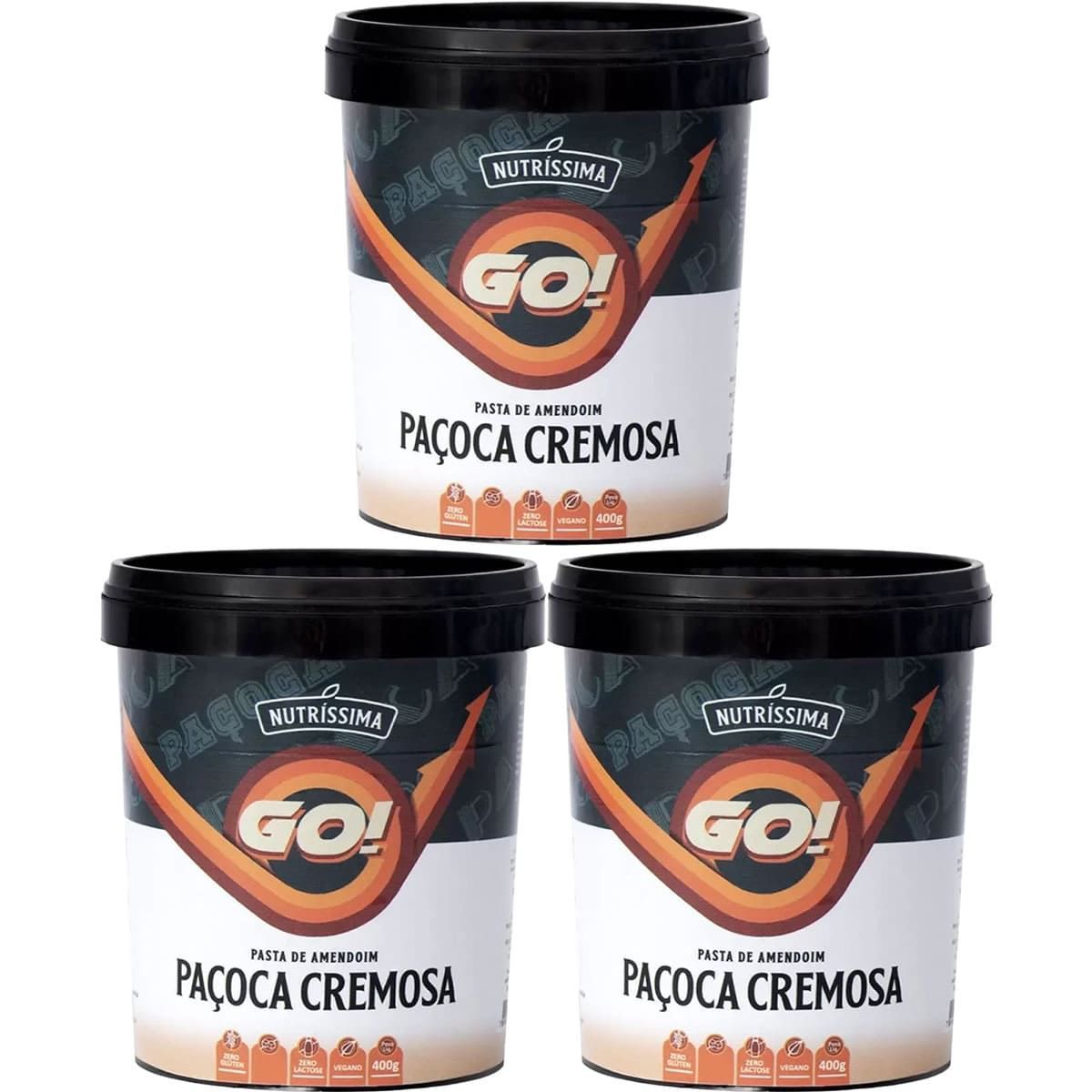 Kit 3X Pasta de Amendoim Go! - 400g Pa�oca Cremosa - Nutr�ssima
