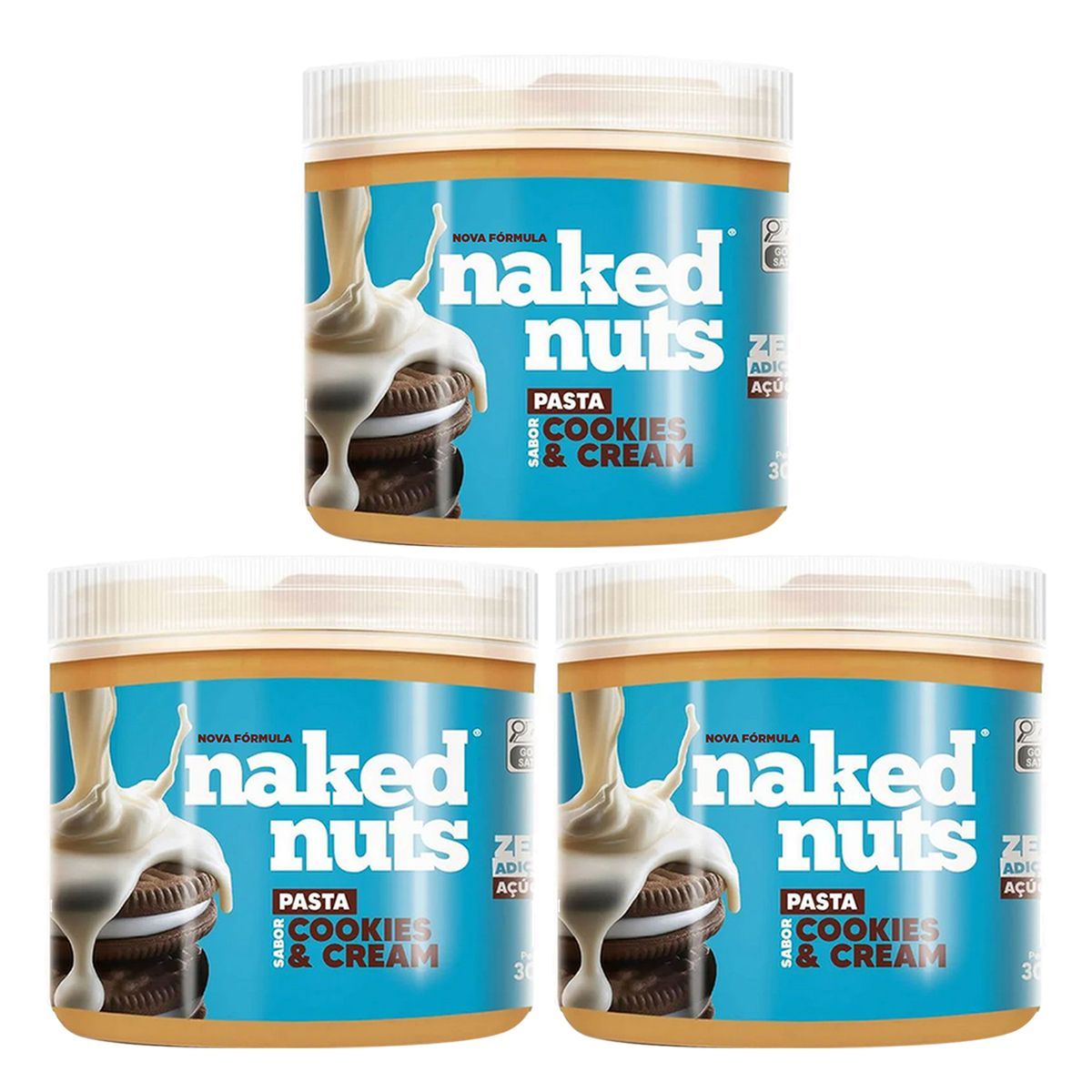 Kit 3X Pasta de Amendoim Naked Nuts - 300g Cookies & Cream - Naked Nuts