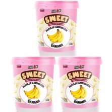 Kit 3X Pasta de Amendoim Sweet - 500g Banana - Power One