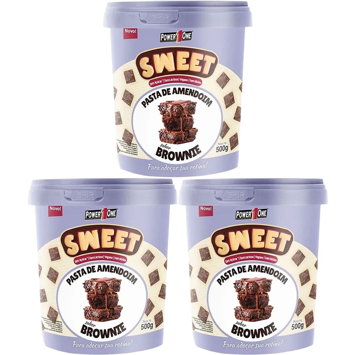 Kit 3X Pasta de Amendoim Sweet - 500g Brownie - Power One