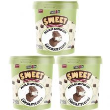 Kit 3X Pasta de Amendoim Sweet - 500g Chocolate e Coco - Power One