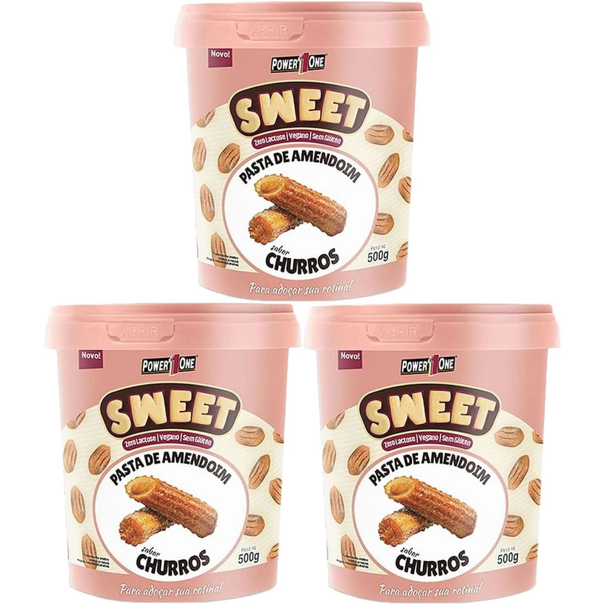 Kit 3X Pasta de Amendoim Sweet - 500g Churros - Power One