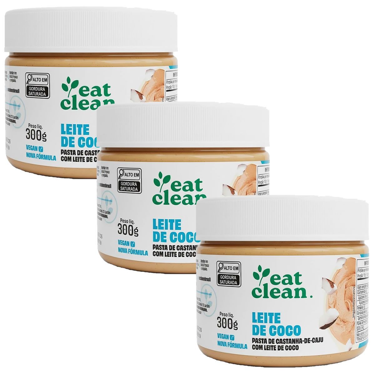 Kit 3X Pasta de Castanha de Caju - 300g Leite de Coco - Eat Clean