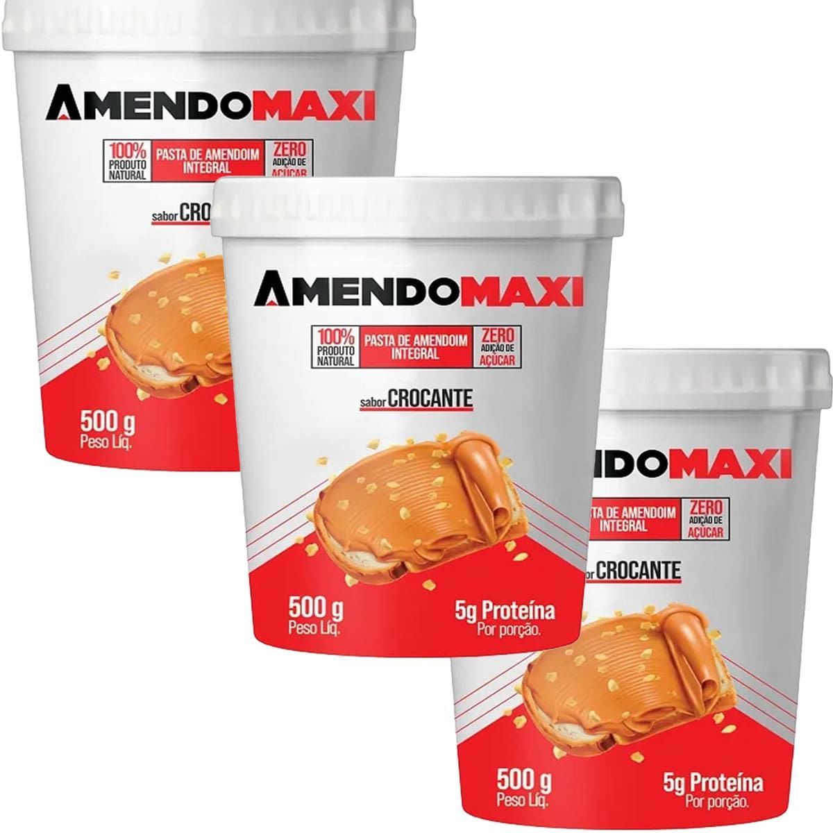 Kit 3X Pasta Integral de Amendoim - 500g Crocante- AmendoMaxi