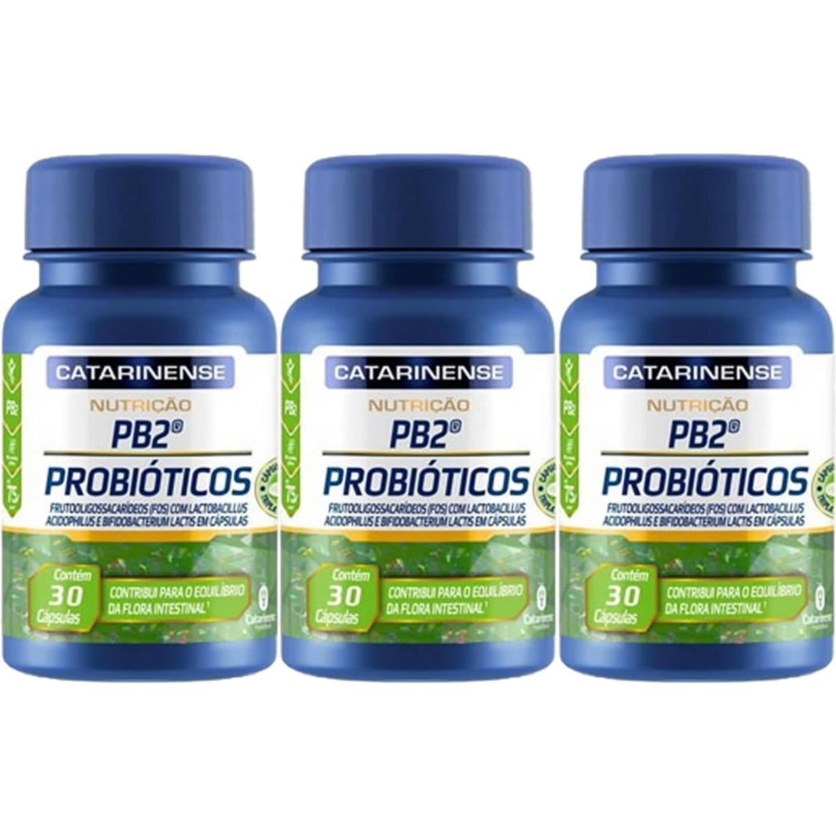 Kit 3X PB2 Probi�ticos - 30 C�psulas - Catarinense Nutri��o