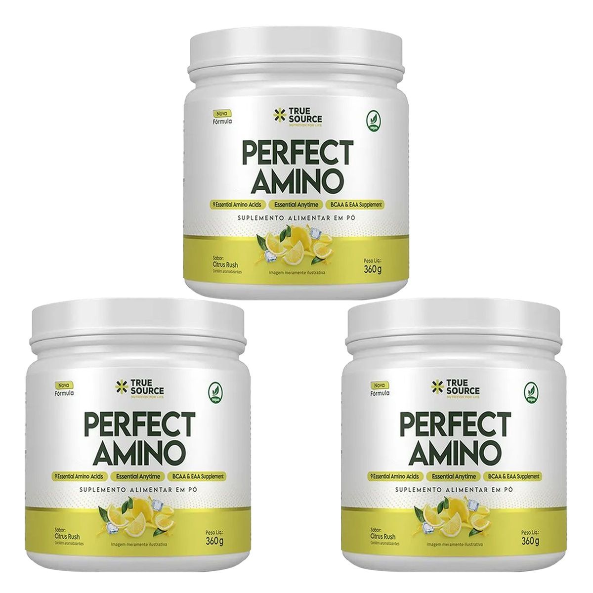 Kit 3X Perfect Amino - 360g Citrus Rush - True Source