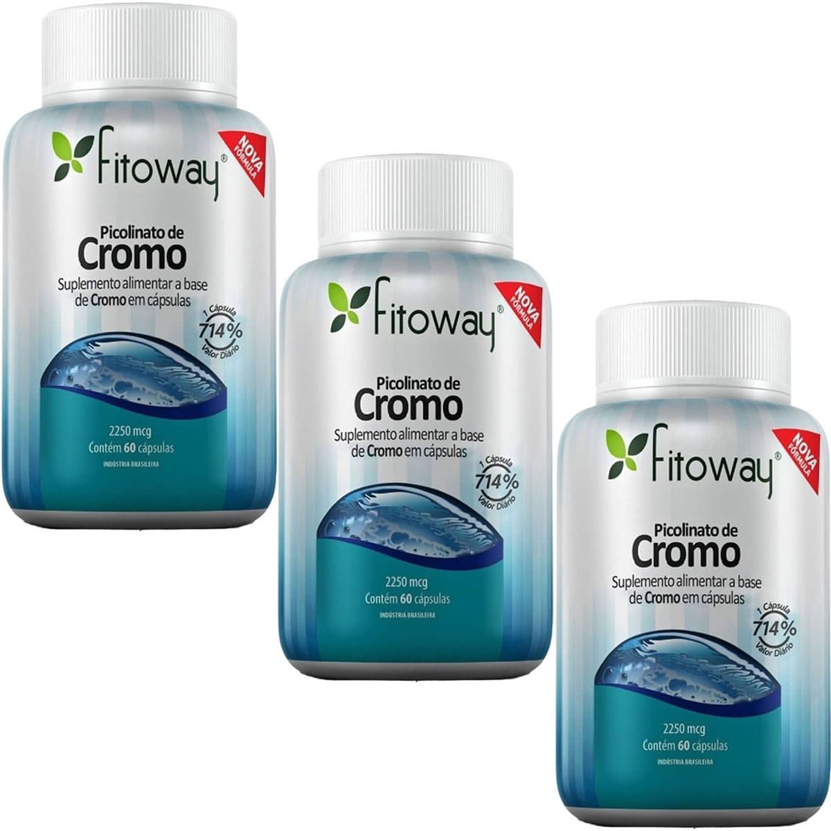 Kit 3X Picolinato Cromo - 60 C�psulas -  Fitoway