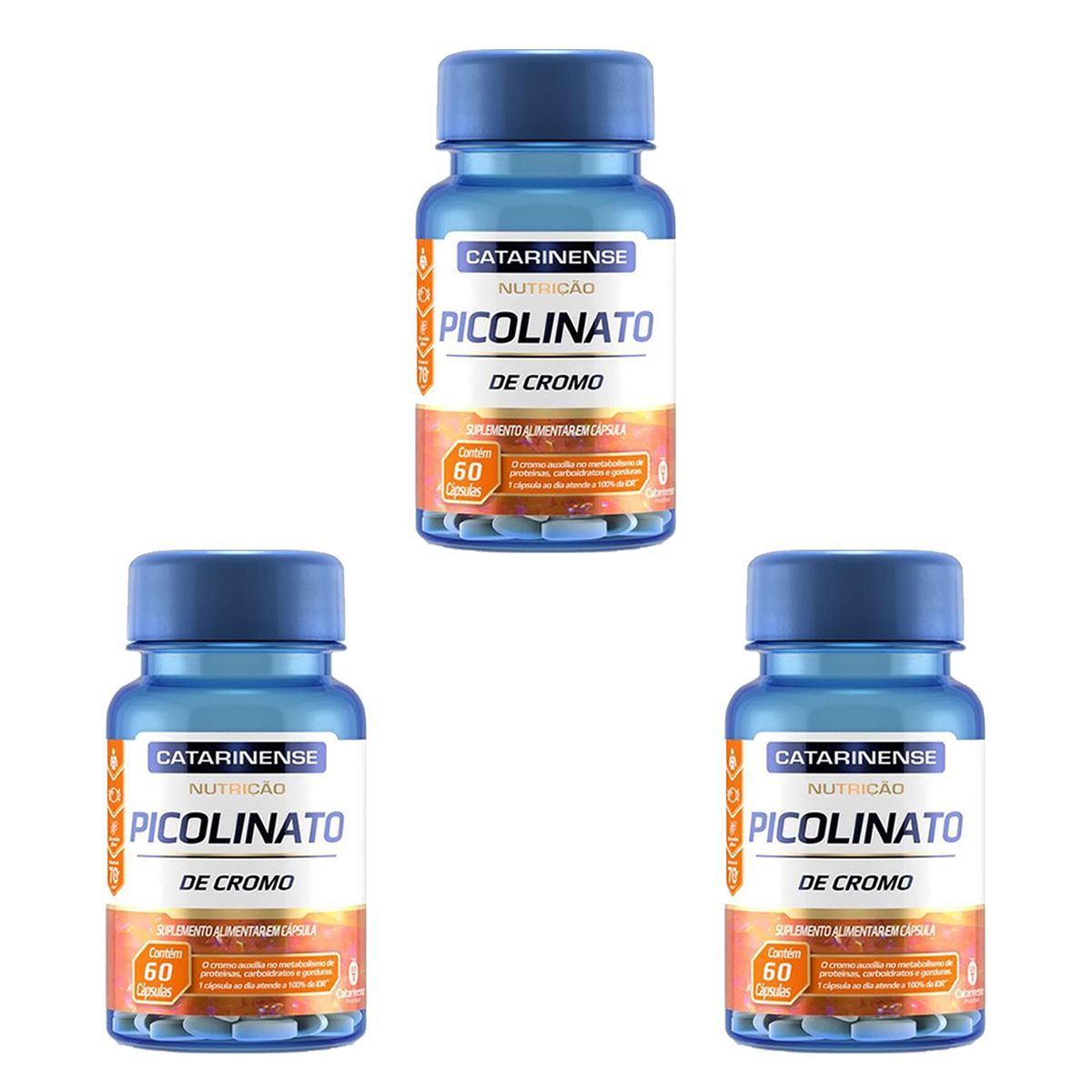 Kit 3X Picolinato de Cromo - 60 Comprimidos - Catarinense Nutri��o