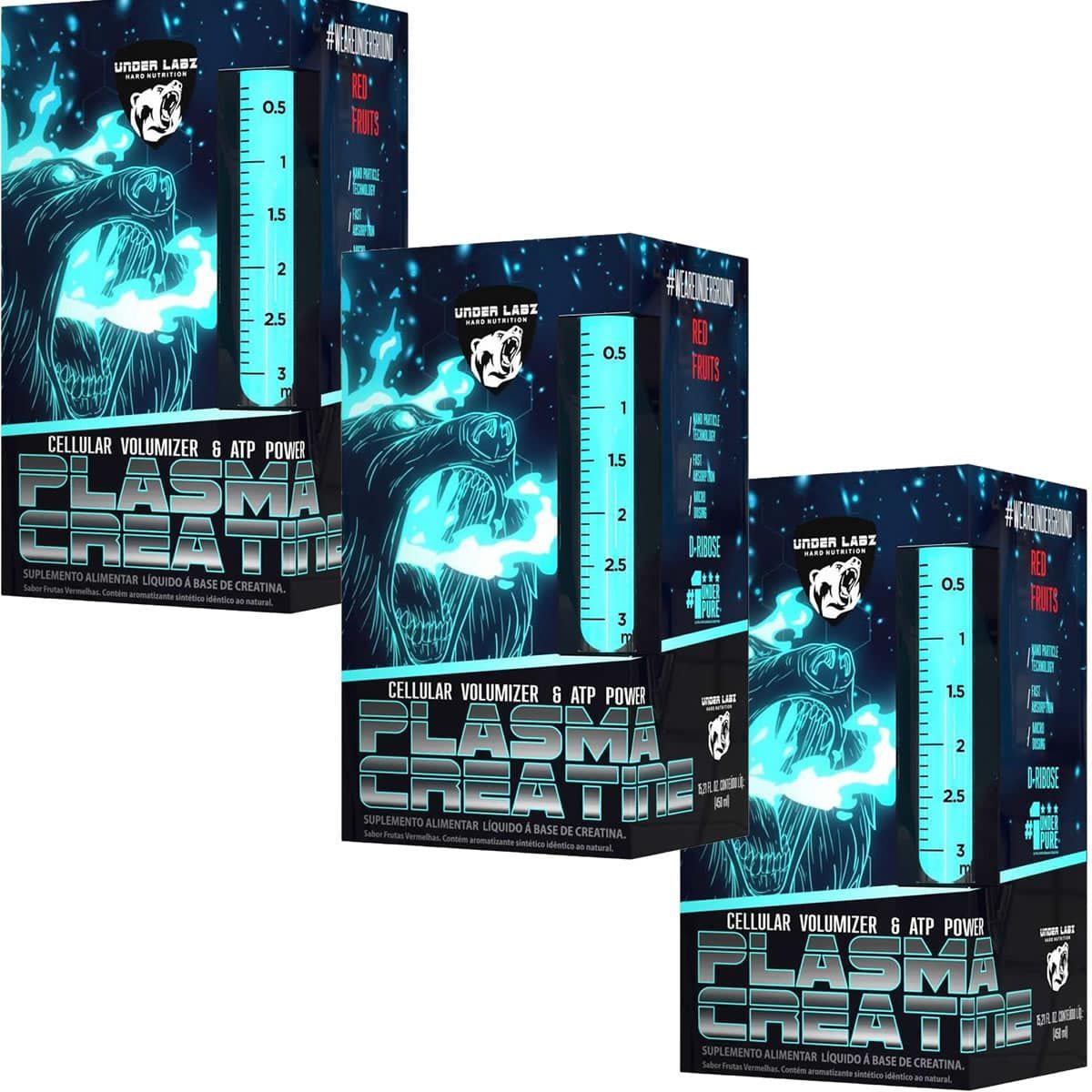 Kit 3X Plasma Creatine -  450 ml Red Fruits - Under Labz