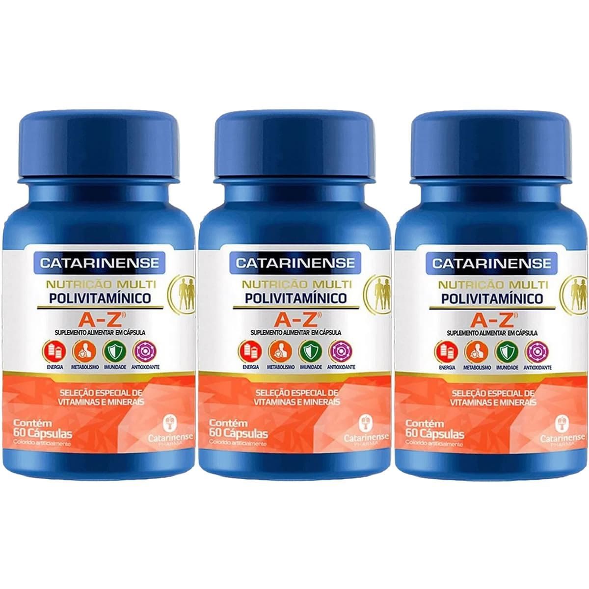 Kit 3X Polivitam�nico A-Z Multi - 60 C�psulas - Catarinense Nutri��o
