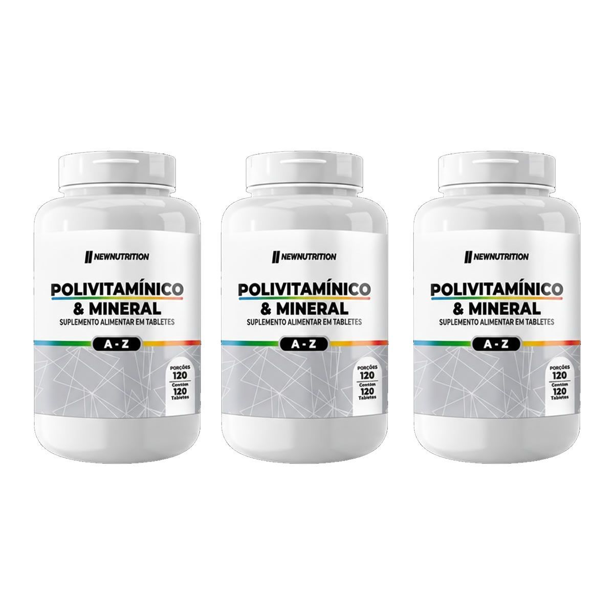 Kit 3X Polivitam�nico & Mineral A-Z - 120 Tabletes - NewNutrition