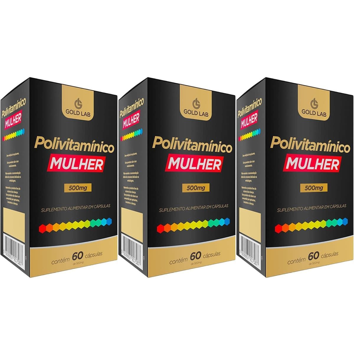 Kit 3X Polivitam�nico Mulher - 60 C�psulas - Gold Lab