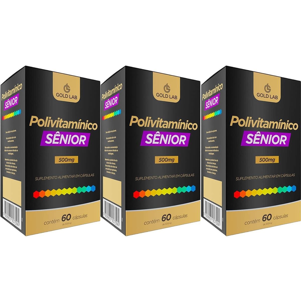 Kit 3X Polivitam�nico S�nior - 60 C�psulas - Gold Lab