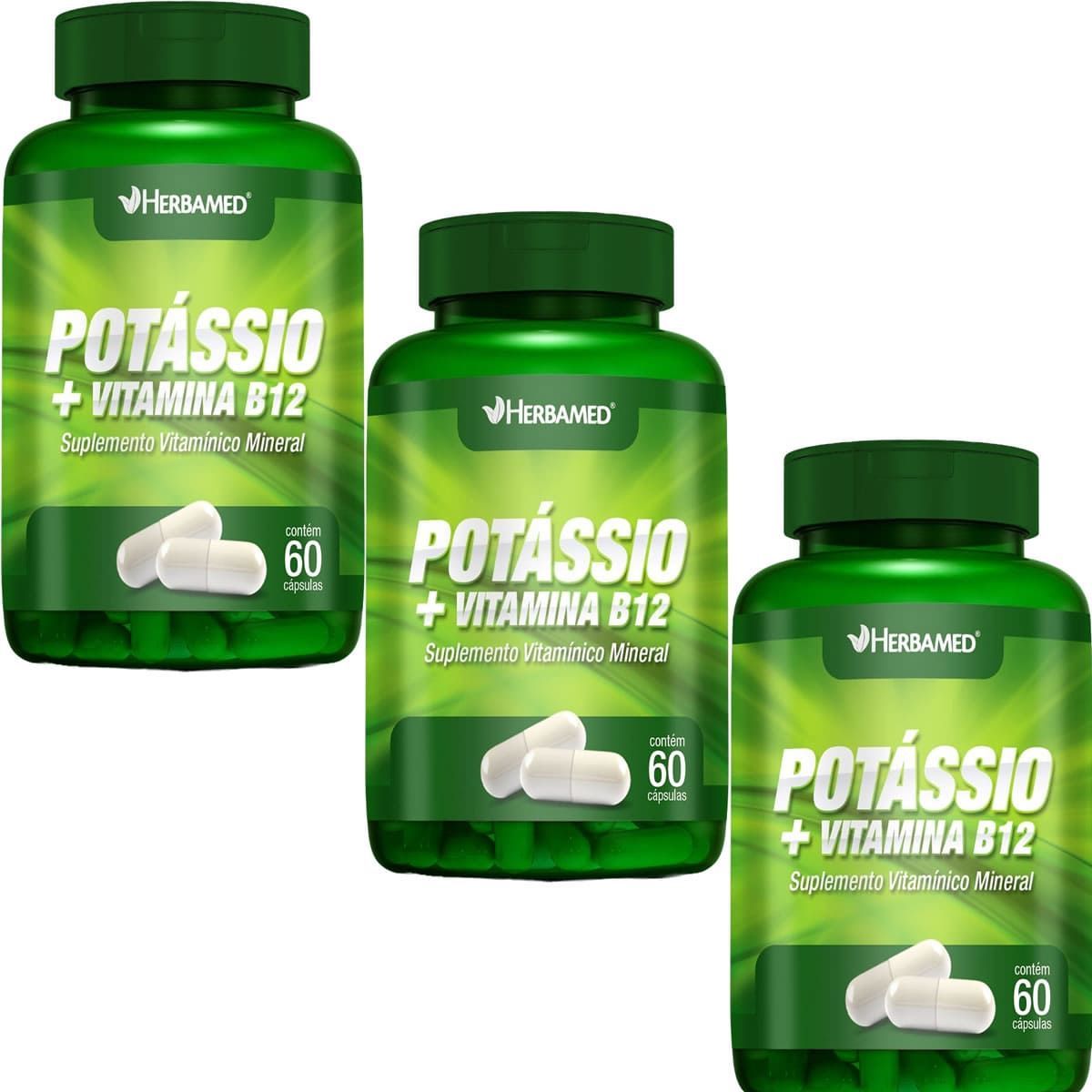 Kit 3X Potassio + Vitamina B12 - 60 C�psulas - Herbamed