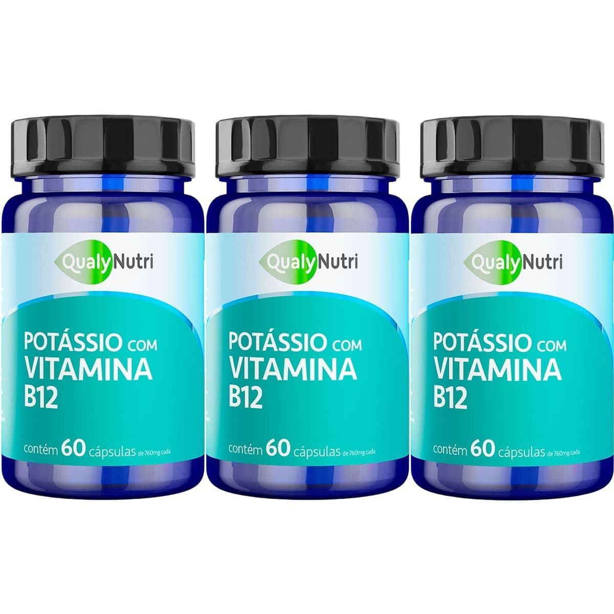 Kit 3X Pot�ssio + Vitamina B12 - 60 C�psulas - QualyNutri