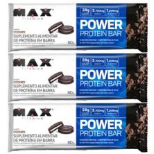 Kit 3X Power Protein Bar - 1 Unidade 90g Cookies - Max Titanium	