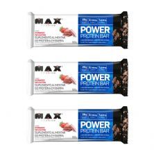 Kit 3X Power Protein Bar - 1 Unidade 90g Morango Sensation - Max Titanium