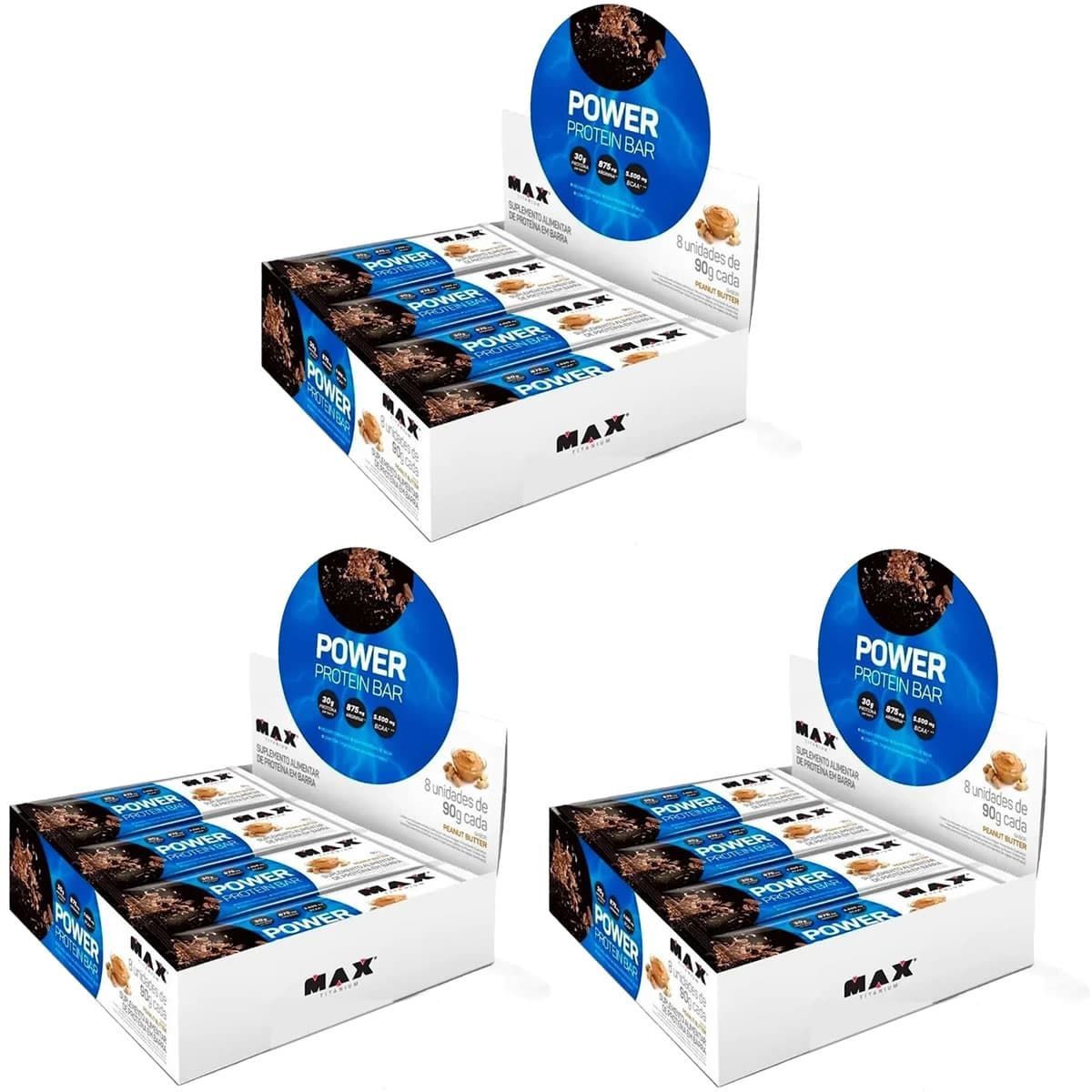 Kit 3X Power Protein Bar - 8 unidades 90g Peanut Butter - Max Titanium