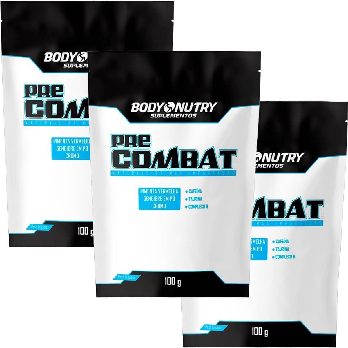 Kit 3X Pre Combat Refil - 100g A�a� com Guaran� - Body Nutry