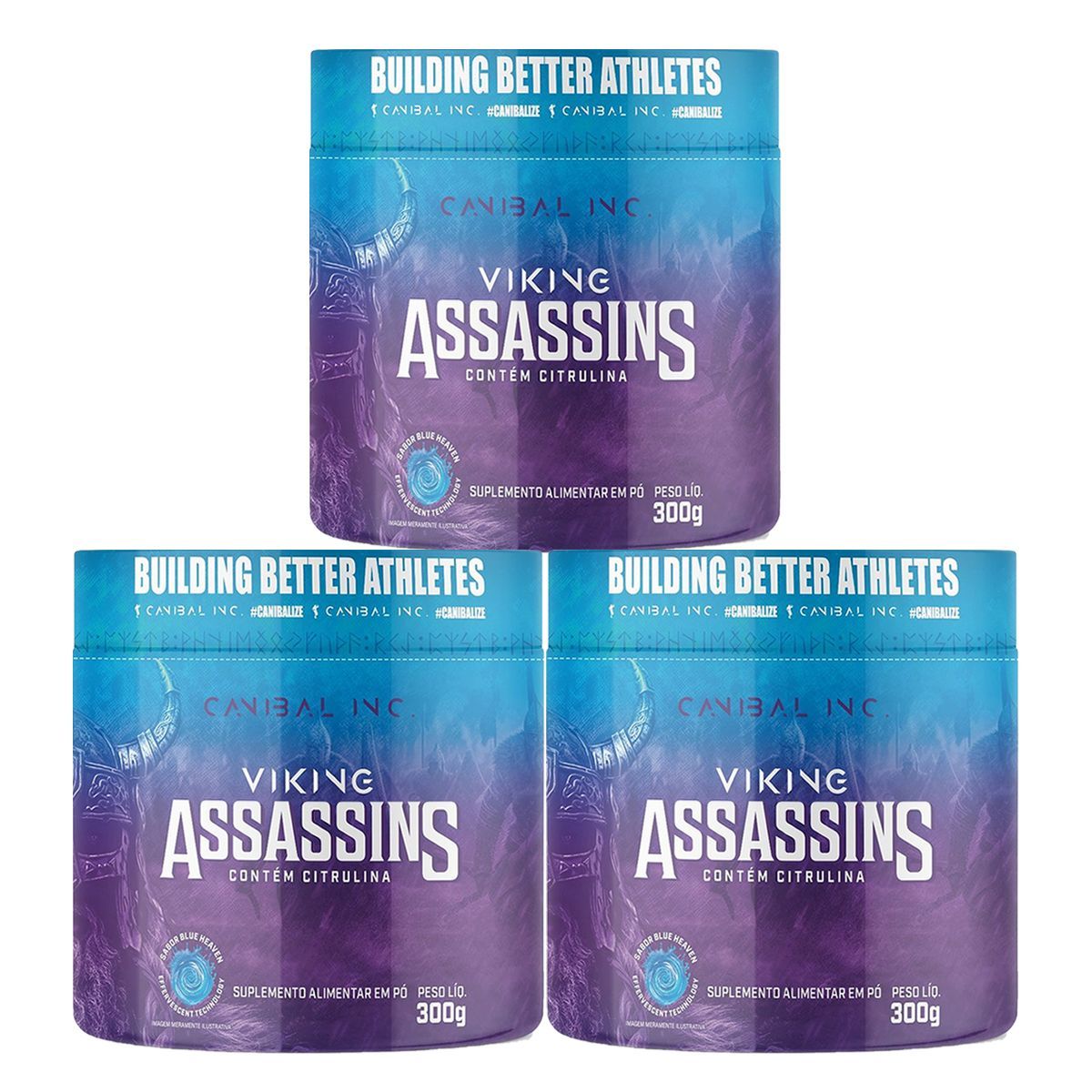 Kit 3X Pr� Treino Viking Assassins - 300g Blue Heaven - Canibal