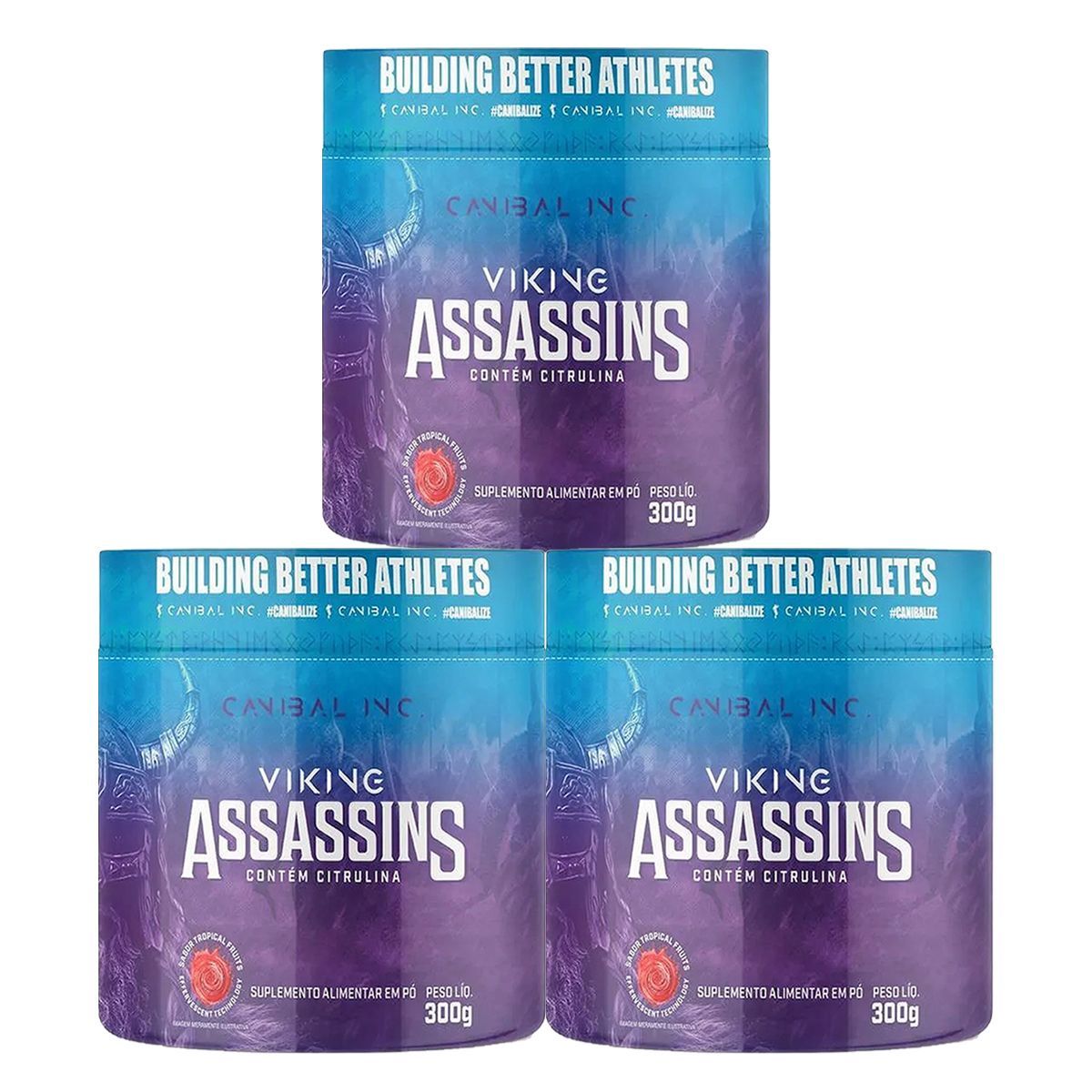 Kit 3X Pr� Treino Viking Assassins - 300g Tropical Fruits - Canibal
